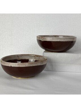 Watt Pottery Oven Ware Brown Glaze Bowls Set of 2 #52 vtg 50s/60s USA soup aa